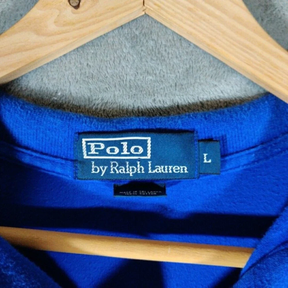 Polo by Ralph Lauren Shirt Men's L Blue Polo with Yellow Pony‎ Logo Vintage